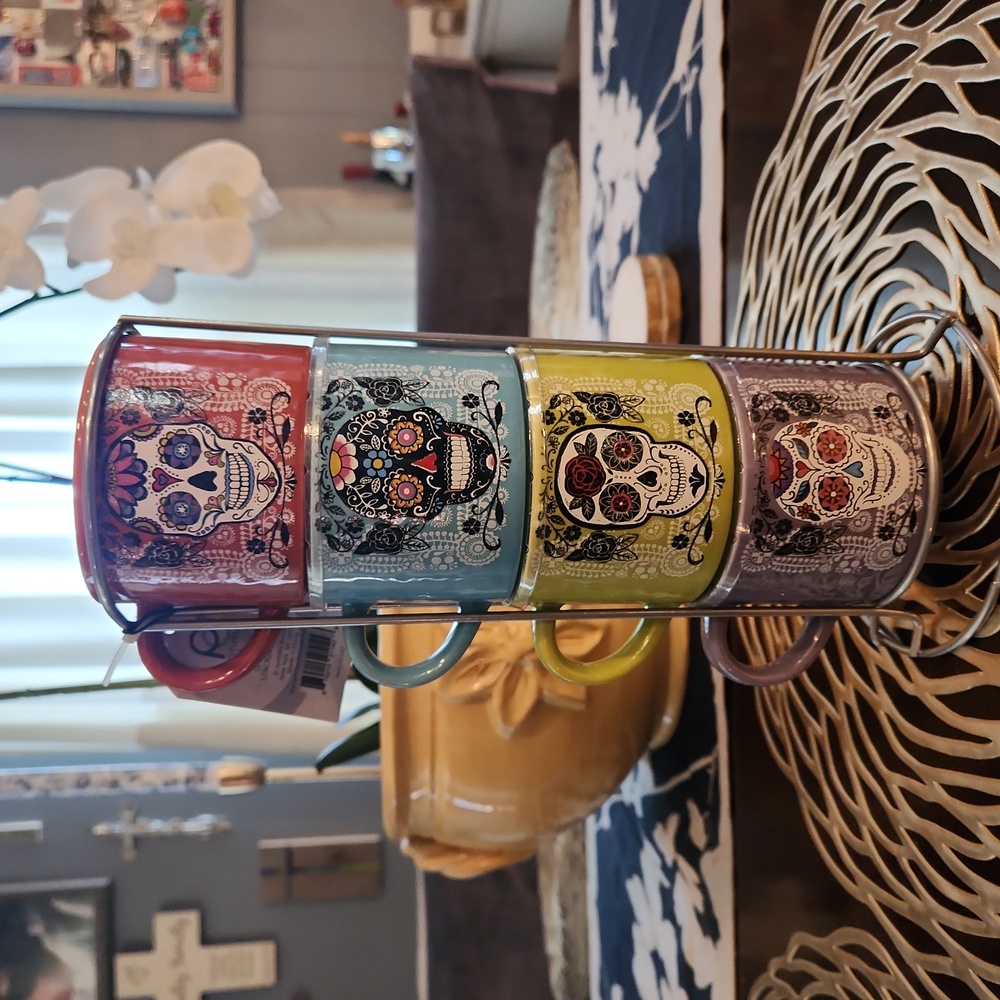 Dia De Los Muertos Set of 4 Stacked Mugs